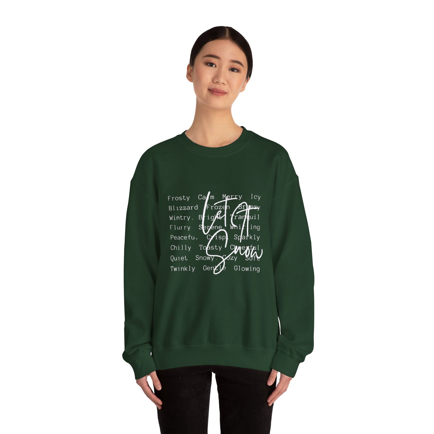 Crewneck Sweatshirt — Cozy Holiday Words “Oh Joy” Typography Design