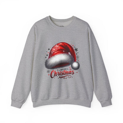 Christmas Sweatshirt - Red Santa Hat "Merry Christmas" Holiday Crewneck