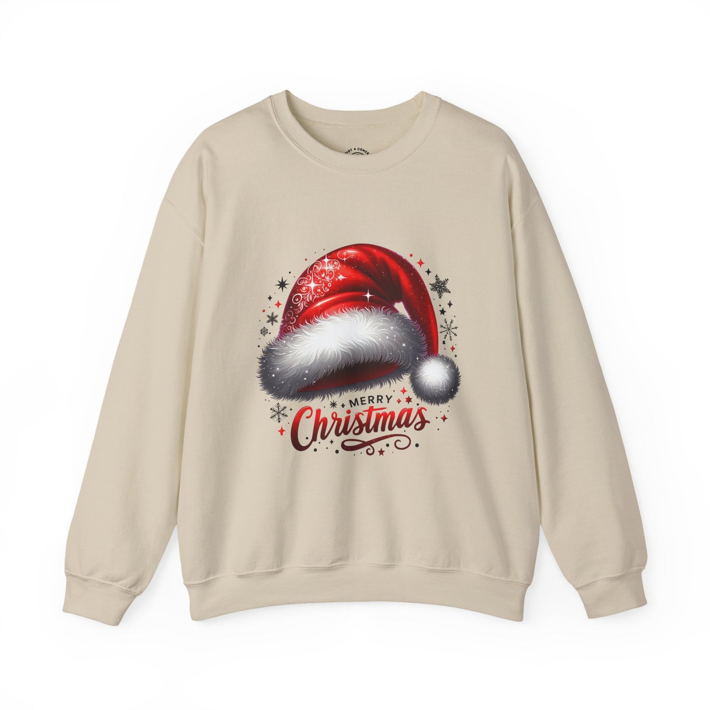 Christmas Sweatshirt - Red Santa Hat "Merry Christmas" Holiday Crewneck