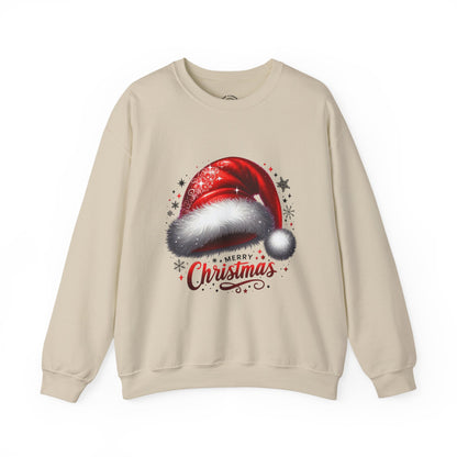 Christmas Sweatshirt - Red Santa Hat "Merry Christmas" Holiday Crewneck
