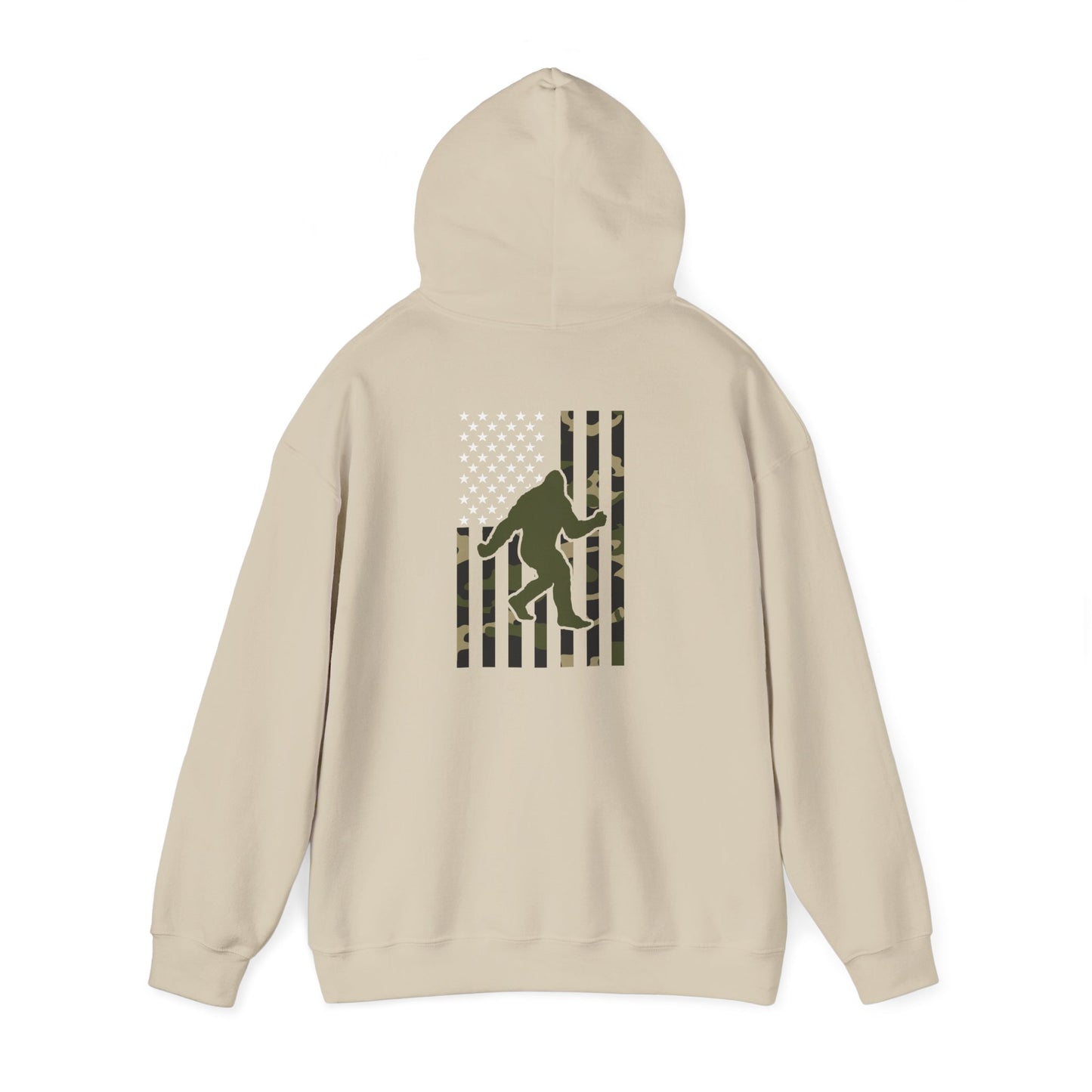 Bigfoot Camo Flag Hoodie – Sasquatch Hunting Outdoor Pullover