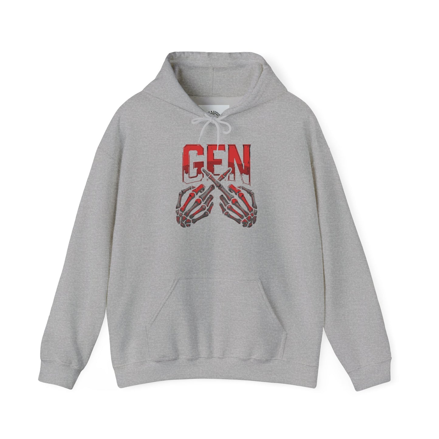 Gen Z Skull Hands Hoodie — 'GEN' Graphic Streetwear Pullover