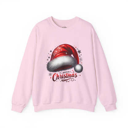 Christmas Sweatshirt - Red Santa Hat "Merry Christmas" Holiday Crewneck