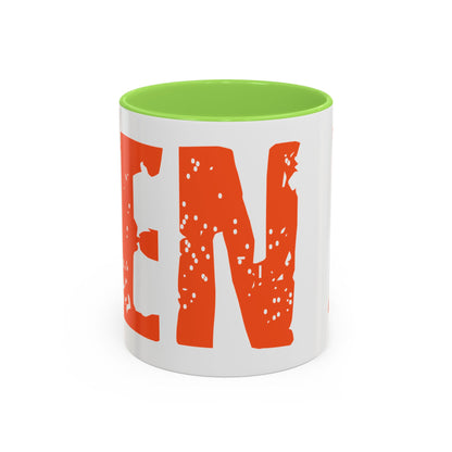 Mug — Bold Distressed Orange Text Coffee Cup (11oz/15oz)