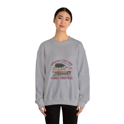 Family Christmas Sweatshirt — Croswold’s Tree Farm Vintage Station Wagon Design