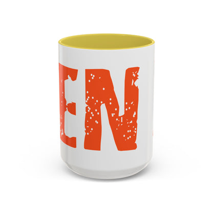Mug — Bold Distressed Orange Text Coffee Cup (11oz/15oz)