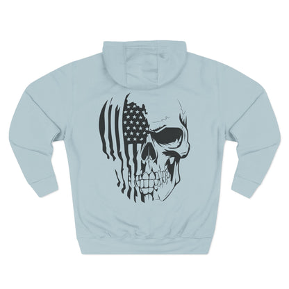 American Flag Skull Hoodie – Patriotic Grunge Fleece Pullover