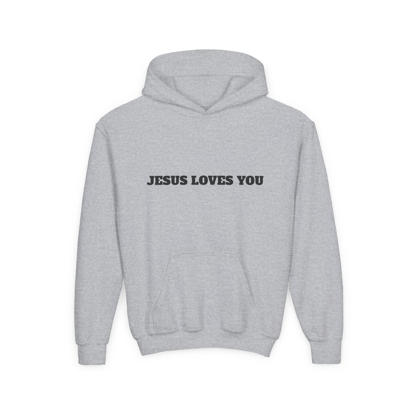 Youth Hoodie — "Jesus Loves You" Christian Scripture Sweatshirt (John 13:34)