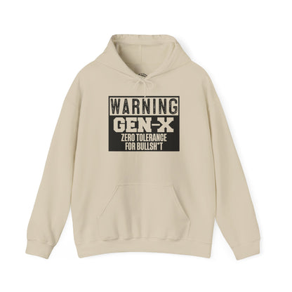 Gen-X Warning Hoodie — "Zero Tolerance for Bullsh*t" Vintage Style Sweatshirt