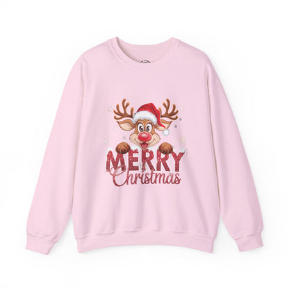 Christmas Reindeer Crewneck Sweatshirt — 'Merry Christmas' Holiday Pullover