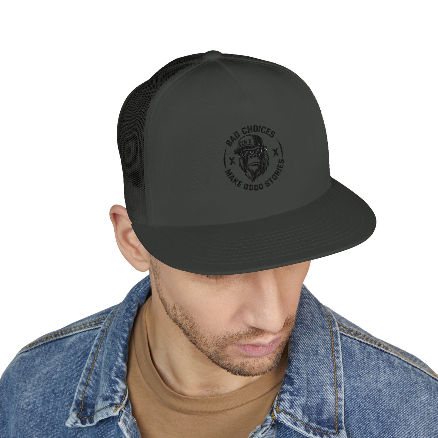 Embroidered 5 Panel Trucker Cap - Stylish Casual Hat for Outdoor Adventures, Perfect Gift for Dad, Summer Vibes, Fashionable Headwear