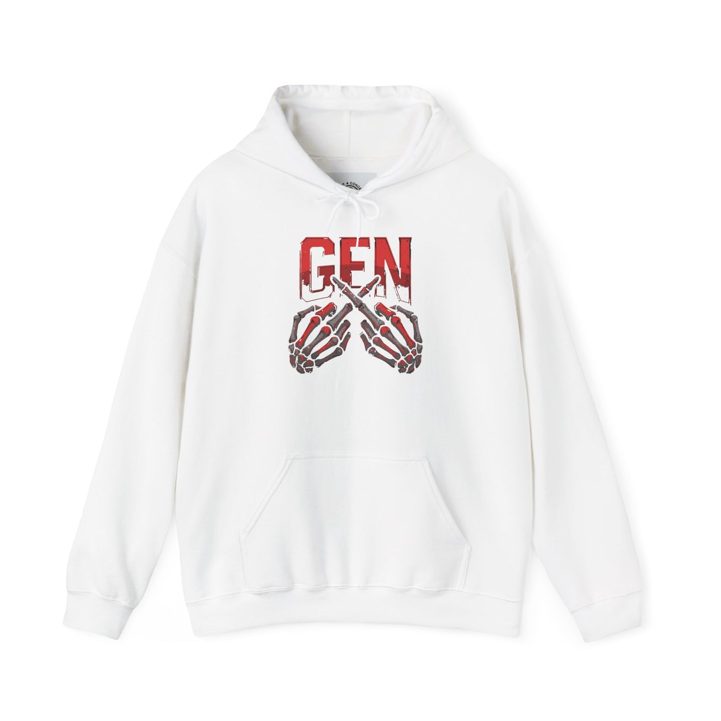 Gen Z Skull Hands Hoodie — 'GEN' Graphic Streetwear Pullover