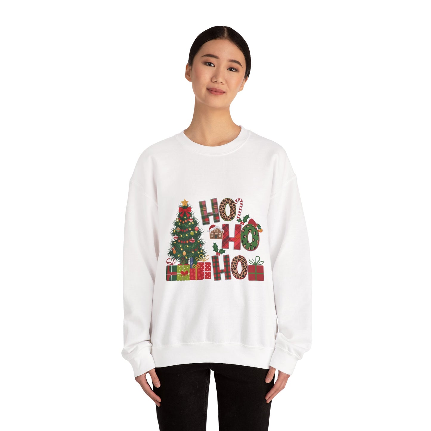 Ho Ho Ho Christmas Sweatshirt – Festive Tree & Gifts Holiday Crewneck