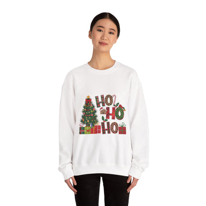 Ho Ho Ho Christmas Sweatshirt – Festive Tree & Gifts Holiday Crewneck