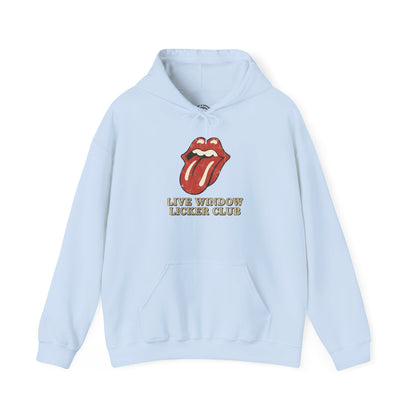 Graphic Hoodie — Retro Tongue Logo “Live Window Licker Club” Streetwear Pullover