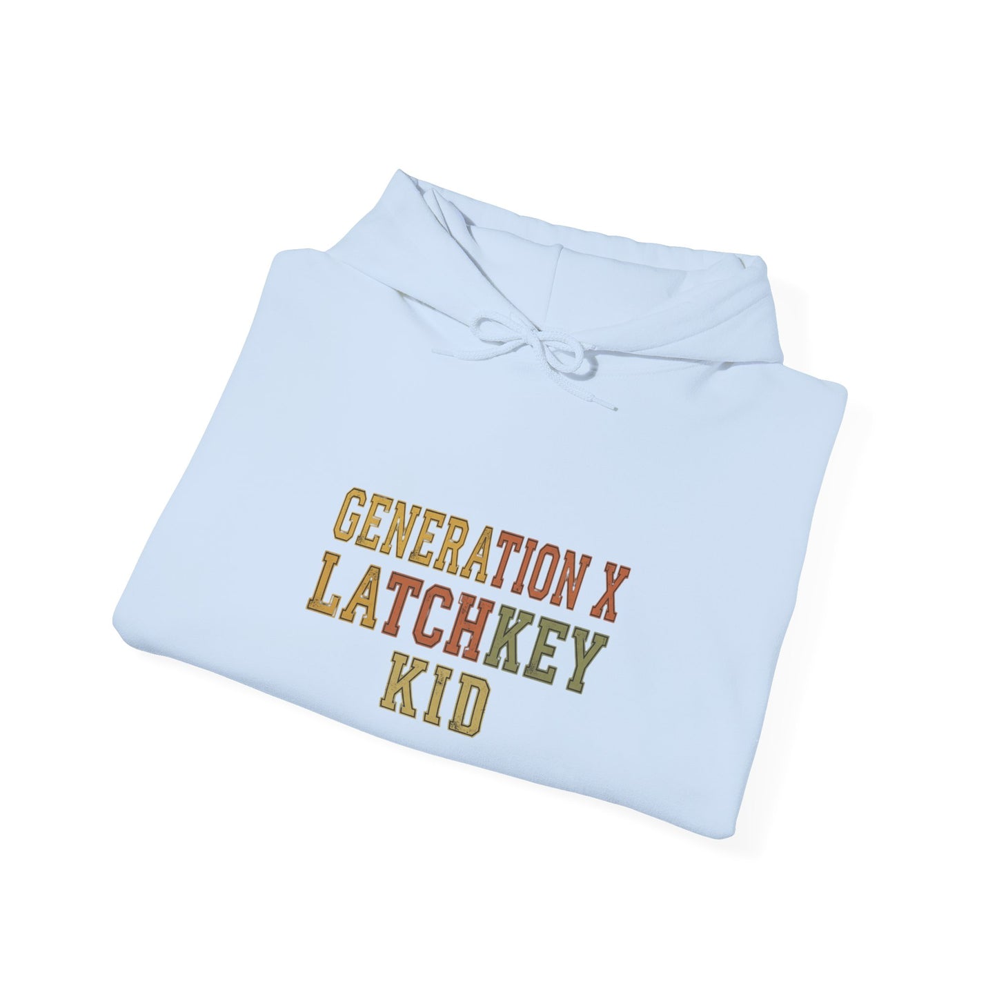 Gen X Latchkey Kid Hoodie — Retro Stencil Graphic Sweatshirt