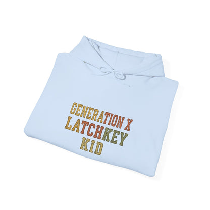 Gen X Latchkey Kid Hoodie — Retro Stencil Graphic Sweatshirt