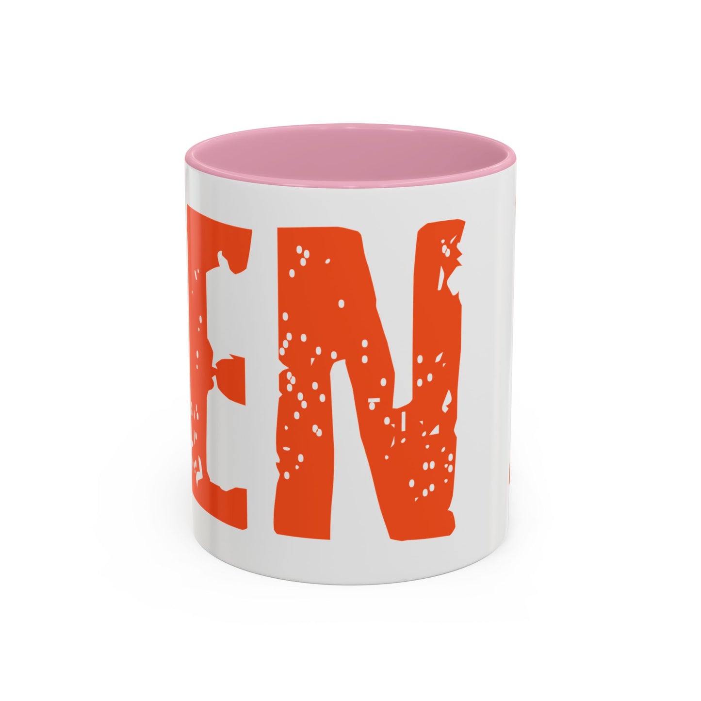 Mug — Bold Distressed Orange Text Coffee Cup (11oz/15oz)