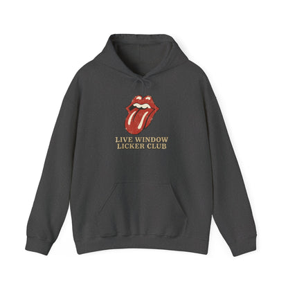 Graphic Hoodie — Retro Tongue Logo “Live Window Licker Club” Streetwear Pullover