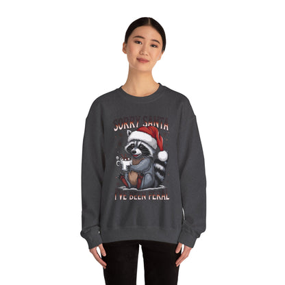 Raccoon Christmas Sweatshirt - "Sorry Santa I've Been Feral" Holiday Crewneck