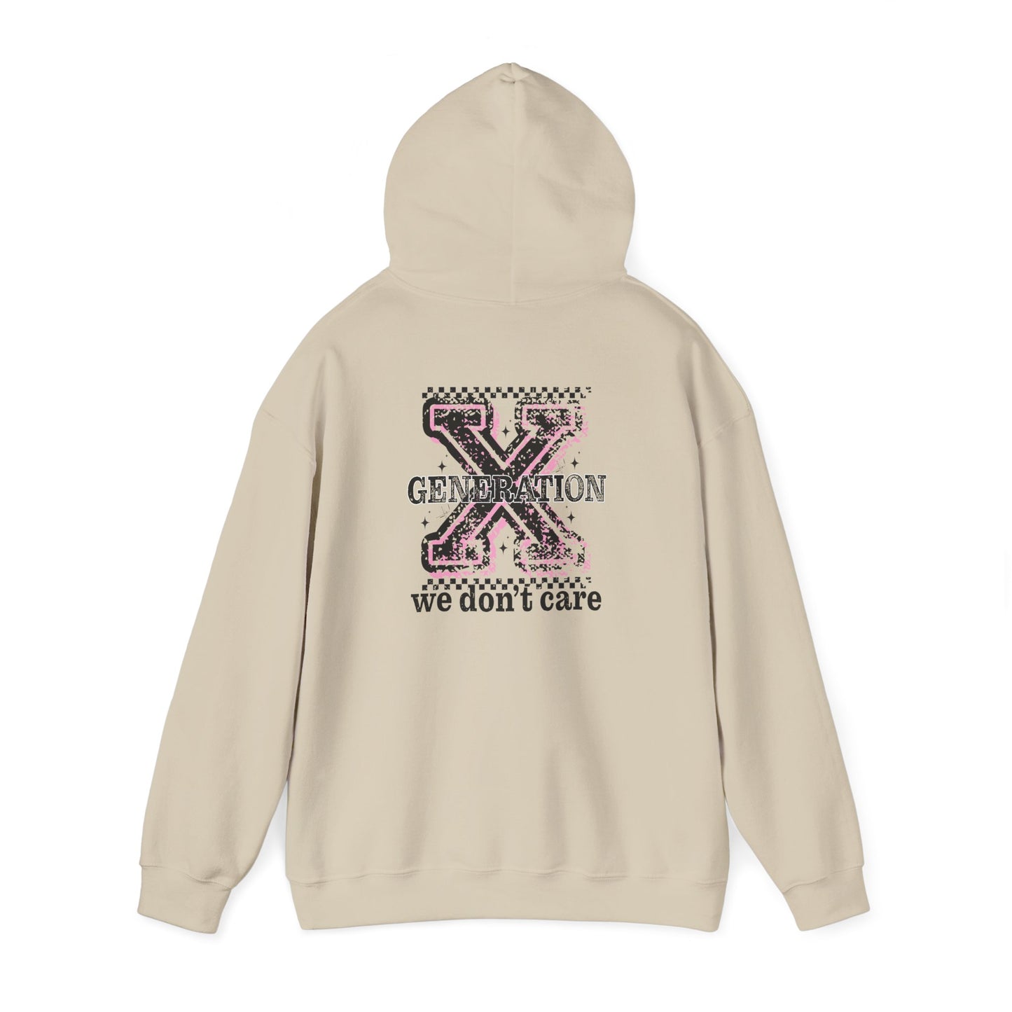 Generation X 'We Don't Care' Hoodie - Retro Grunge X Logo Sweatshirt