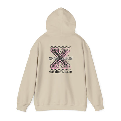 Generation X 'We Don't Care' Hoodie - Retro Grunge X Logo Sweatshirt