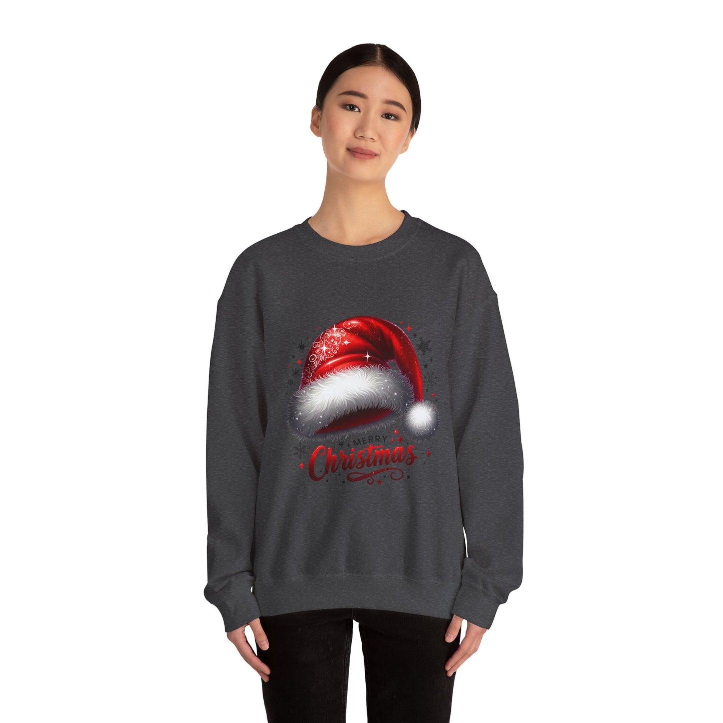 Christmas Sweatshirt - Red Santa Hat "Merry Christmas" Holiday Crewneck