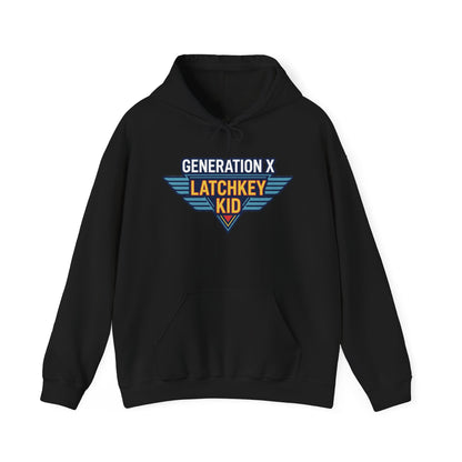 Generation X Latchkey Kid Hoodie — Retro 80s Vintage Logo Sweatshirt