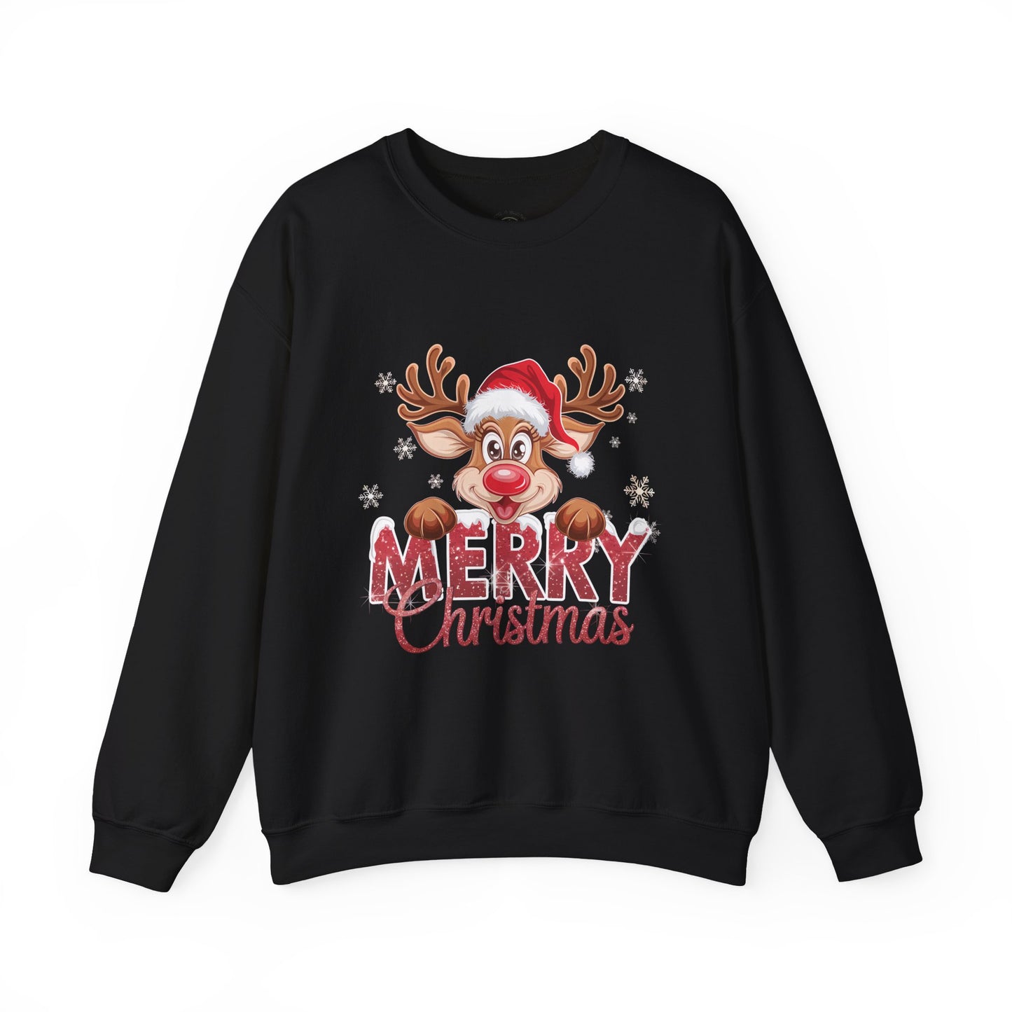 Christmas Reindeer Crewneck Sweatshirt — 'Merry Christmas' Holiday Pullover
