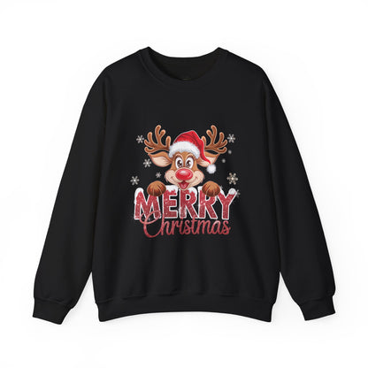 Christmas Reindeer Crewneck Sweatshirt — 'Merry Christmas' Holiday Pullover