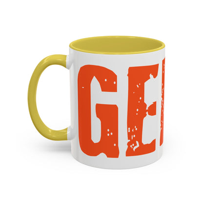 Mug — Bold Distressed Orange Text Coffee Cup (11oz/15oz)