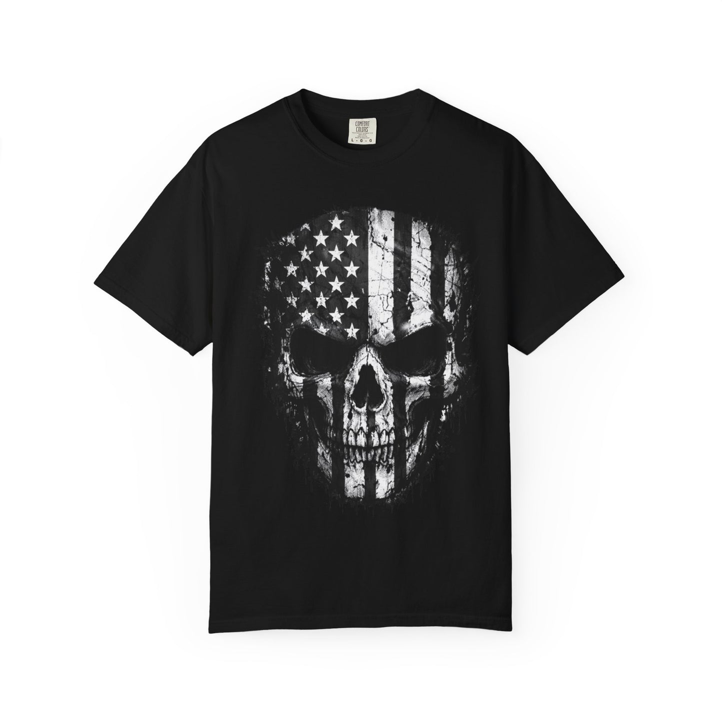 American Flag Skull T-Shirt — Distressed Patriotic Skull Tee