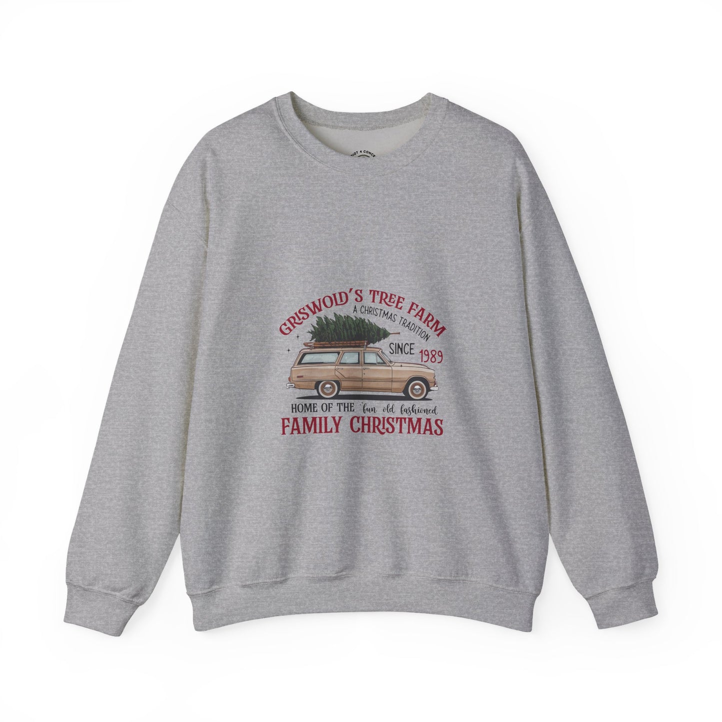 Family Christmas Sweatshirt — Croswold’s Tree Farm Vintage Station Wagon Design