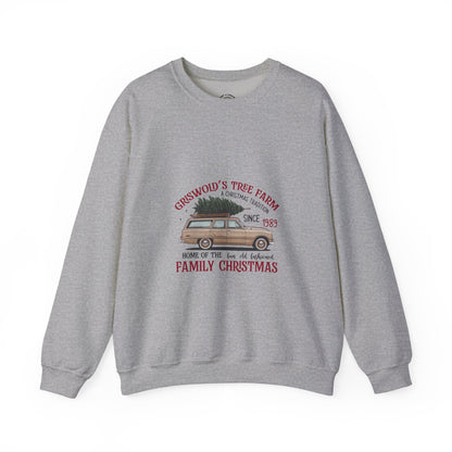 Family Christmas Sweatshirt — Croswold’s Tree Farm Vintage Station Wagon Design