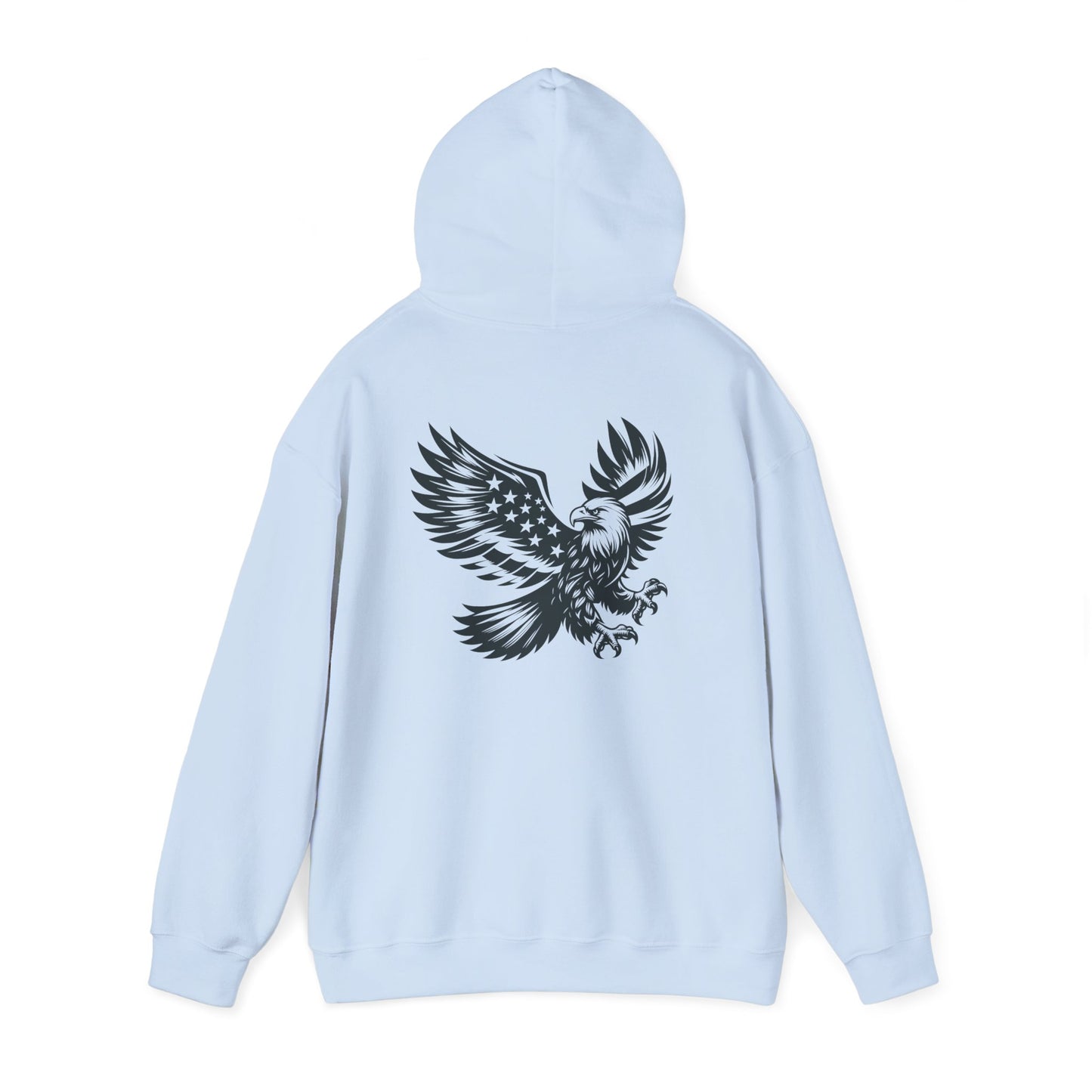 Eagle with American Flag Wings Hoodie — Patriotic Bald Eagle Back Graphic