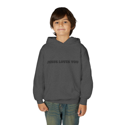 Youth Hoodie — "Jesus Loves You" Christian Scripture Sweatshirt (John 13:34)