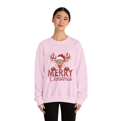 Christmas Reindeer Crewneck Sweatshirt — 'Merry Christmas' Holiday Pullover