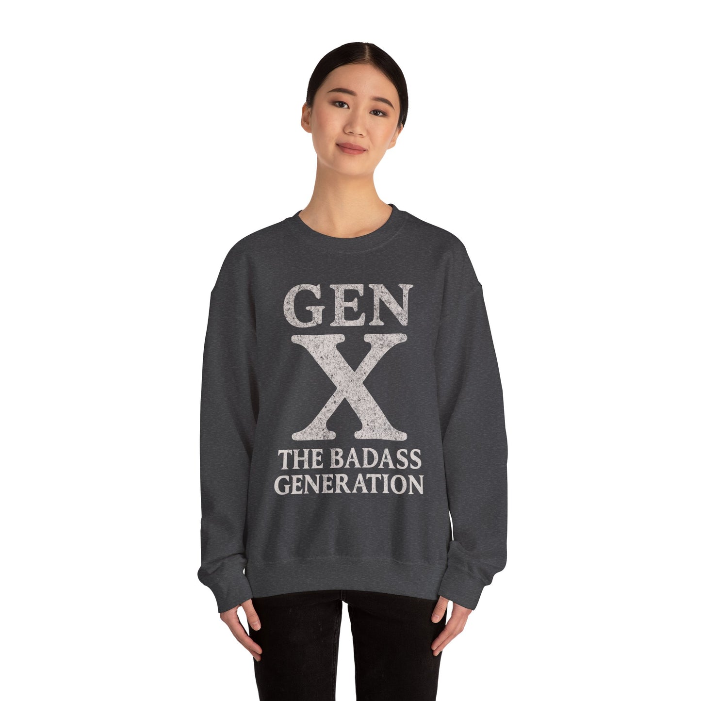 Gen X Crewneck Sweatshirt - “Gen X The Badass Generation” Retro Graphic