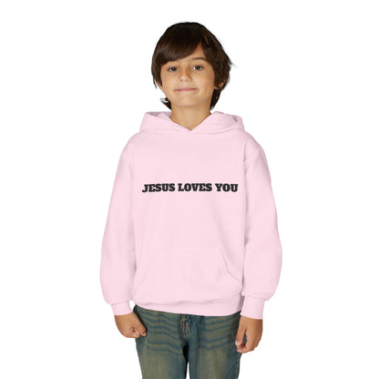 Youth Hoodie — "Jesus Loves You" Christian Scripture Sweatshirt (John 13:34)