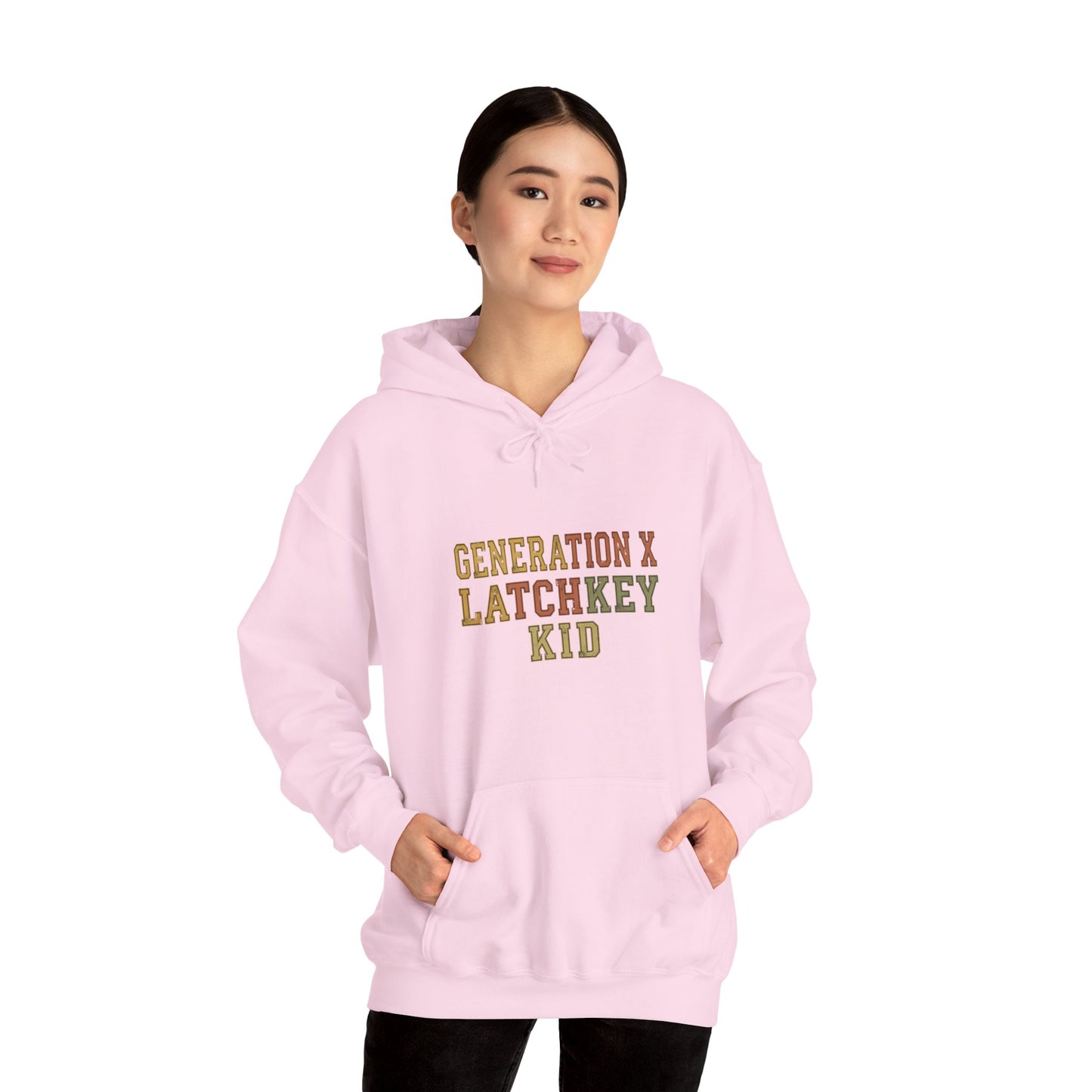 Gen X Latchkey Kid Hoodie — Retro Stencil Graphic Sweatshirt