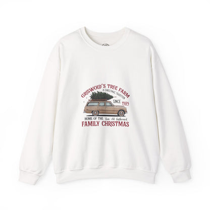 Family Christmas Sweatshirt — Croswold’s Tree Farm Vintage Station Wagon Design