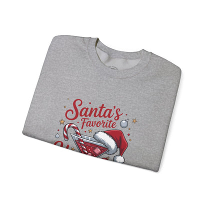 Crewneck Sweatshirt — "Santa's Favorite Hot Mess" Christmas Holiday Sweatshirt