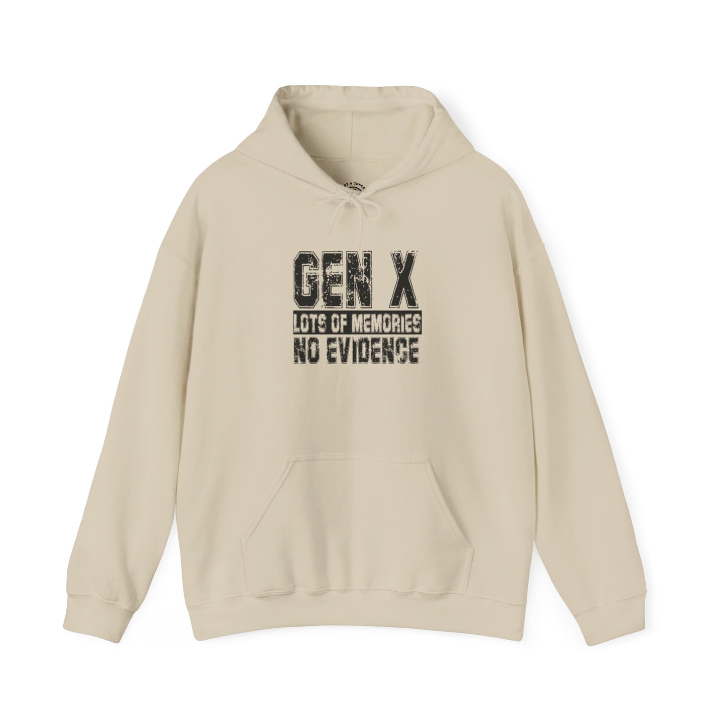 Gen X Hoodie — "Gen X: Lots of Memories, No Evidence" Retro Humor Sweatshirt