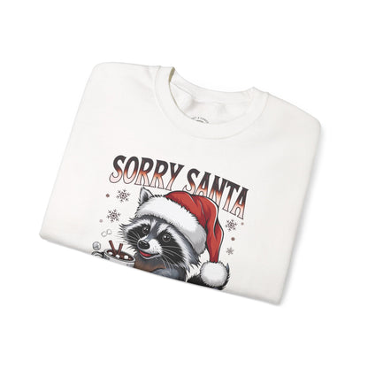 Raccoon Christmas Sweatshirt - "Sorry Santa I've Been Feral" Holiday Crewneck