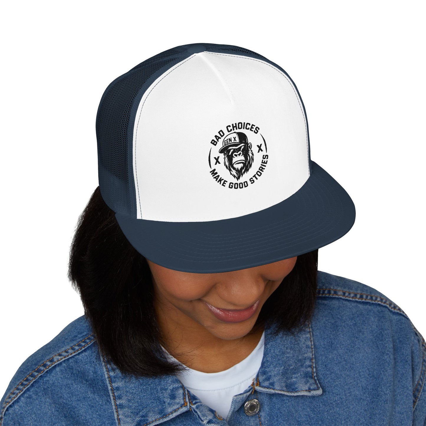 Embroidered 5 Panel Trucker Cap - Stylish Casual Hat for Outdoor Adventures, Perfect Gift for Dad, Summer Vibes, Fashionable Headwear