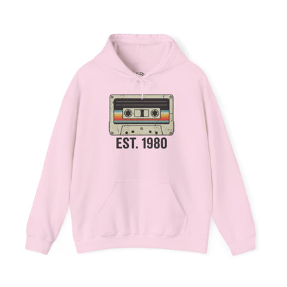1980 Retro Cassette Hoodie — Est. 1980 Vintage Music Sweatshirt