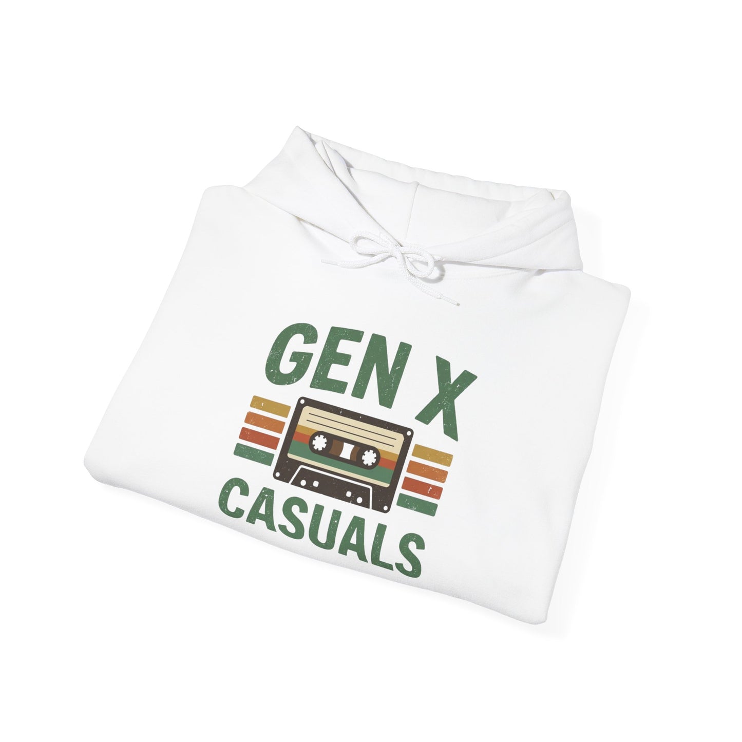 Gen X Casuals Hoodie — Retro Cassette Vintage Sweatshirt for '90s Nostalgia