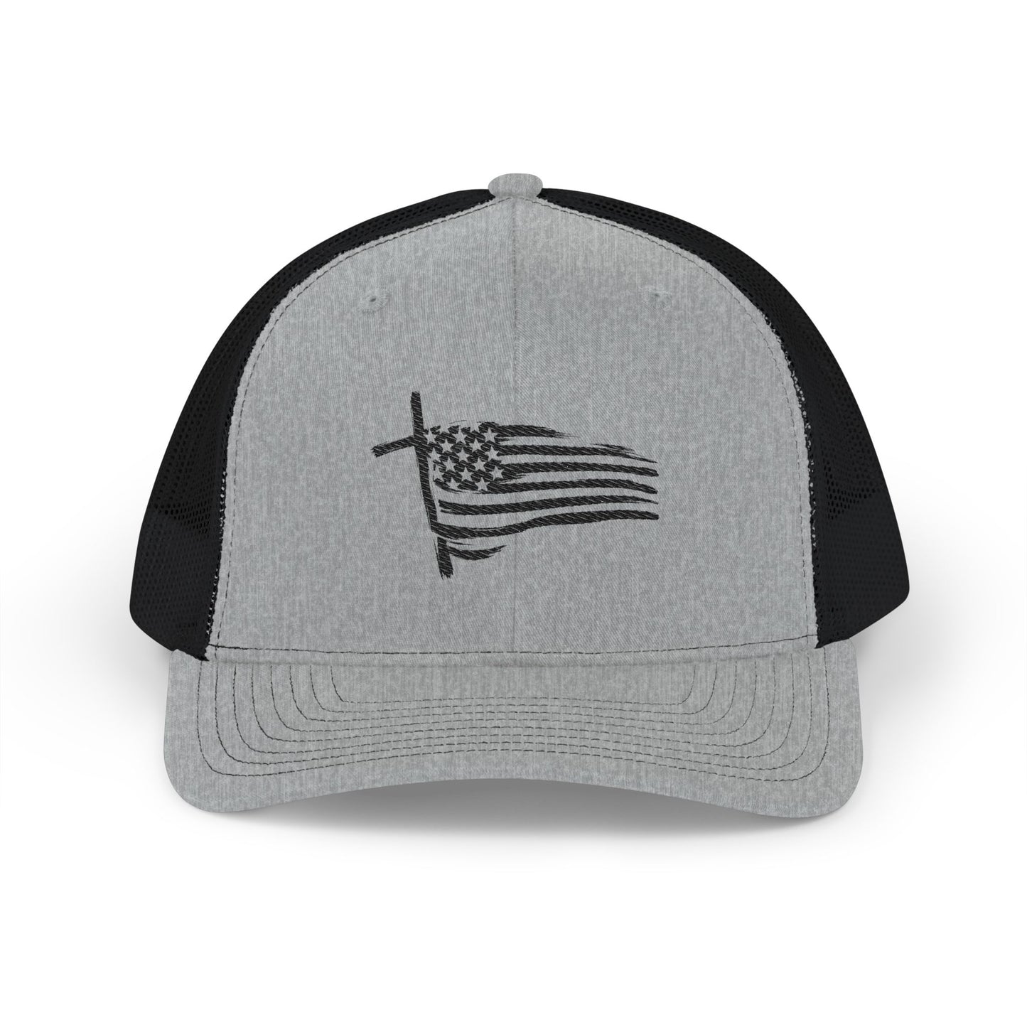 Embroidered Waving American Flag Trucker Cap