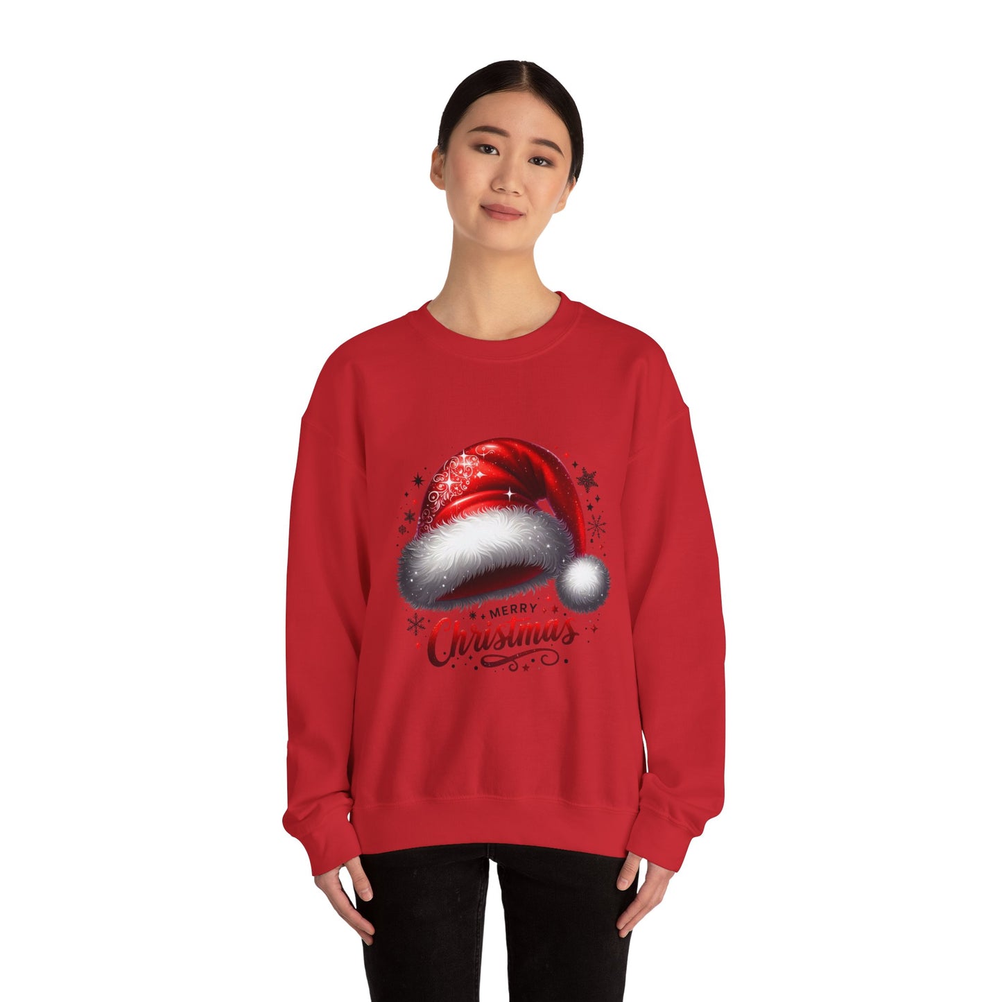 Christmas Sweatshirt - Red Santa Hat "Merry Christmas" Holiday Crewneck