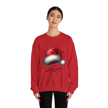 Christmas Sweatshirt - Red Santa Hat "Merry Christmas" Holiday Crewneck